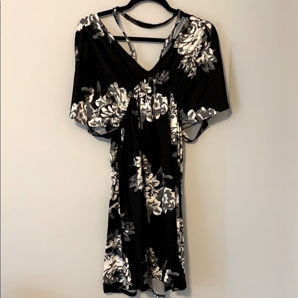 Eldridge black floral print mini dress